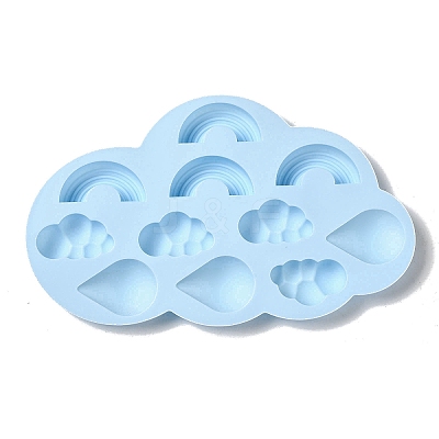 Cloud with Teardrop & Cloud & Rainbow Pattern DIY Fondant Silicone Molds DIY-G114-02-1