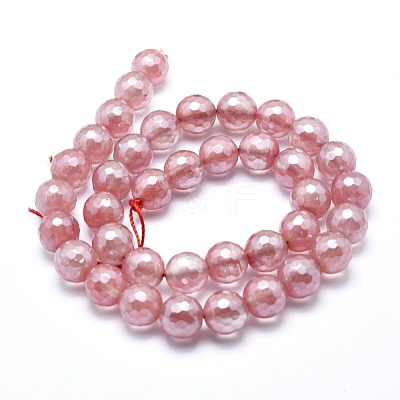 Electroplated Cherry Quartz Glass Beads Strands G-O164-04-6mm-1