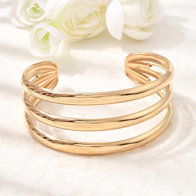 Boho 304 Stainless Steel 3-Line Cuff Bangles SA-CBA1E89-01A-G-1