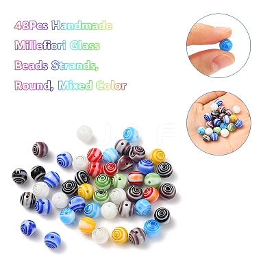 48Pcs Handmade Millefiori Glass Beads LK-YW0001-02B-1
