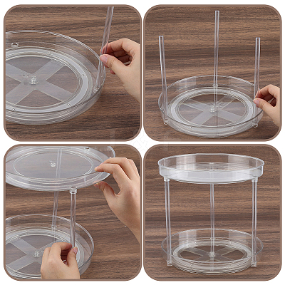 2-Tier Multifunctional Rotating Desktop Plastic Storage Rack ODIS-WH0709-255A-1