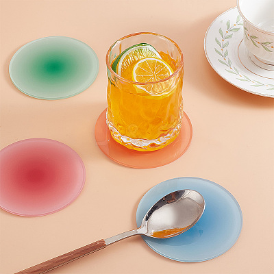 4Pcs 4 Colors Gradient Color Acrylic Cup Mats AJEW-GO0001-04-1