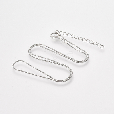 Brass Round Snake Chain Necklace Making MAK-T006-11A-P-1