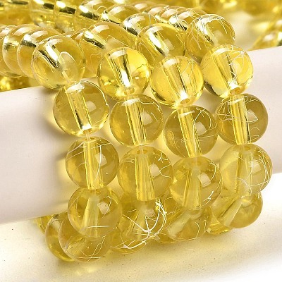 Drawbench Transparent Glass Round Beads Strands X-GLAD-Q012-8mm-06-1