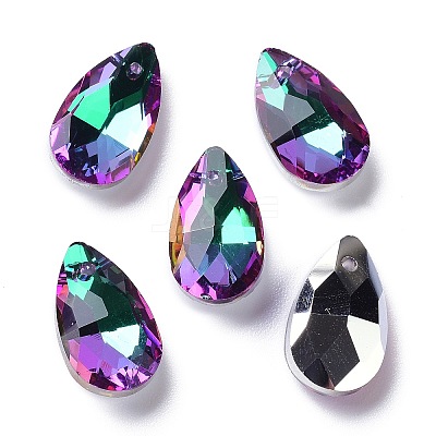 Faceted Teardrop Glass Pendants X-GLAA-O008-A21-1