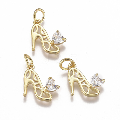 Brass Micro Pave Cubic Zirconia Stilettos Charms ZIRC-F111-13-1