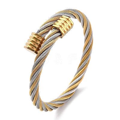 304 Stainless Steel Torque Bangles for Women BJEW-P310-21GP-1