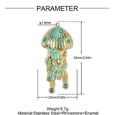 304 Stainless Steel Enamel Pendants STAS-OY019-37G-1