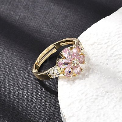 Brass Micro Pave Cubic Zirconia Cuff Open Rings CU-CBA5C10-03G-1