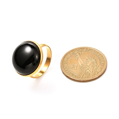 Half Round Mixed Gemstone Ring for Girl Women RJEW-JR00396-1