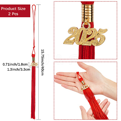 Polyester Graduation Tassel Pendant Decorations AJEW-WH20020-078G-1