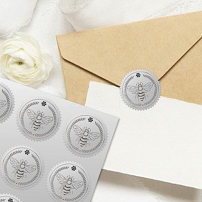34 Sheets Silver Foil Embossed PET Picture Sticker DIY-WH0528-023-1