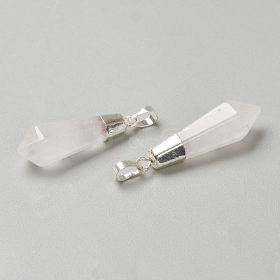 Natural Quartz Crystal Pointed Pendants G-P445-E13-1