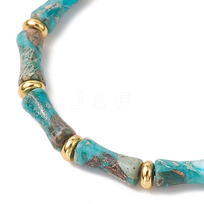 Natural Dyed Imperial Jasper & Brass Beads Braided Bead Bracelets BJEW-JB13418-01-1
