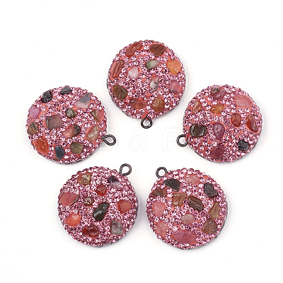 Polymer Clay Rhinestone Pendants RB-S056-10G-1
