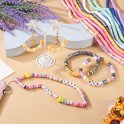 10 Strands 10 Colors Handmade Polymer Clay Beads Strands CLAY-TA0001-20-1