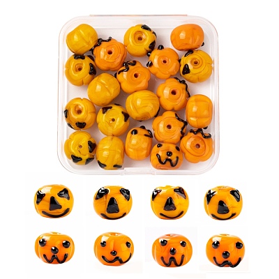 20Pcs 2 Style Autumn Theme Handmade Lampwork Beads LAMP-LS0001-02-1