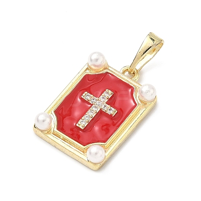 Brass Micro Pave Cubic Zirconia Pendants KK-H255-07G-03-1