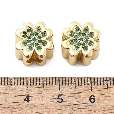 Brass Micro Pave Cubic Zirconia European Beads KK-Q006-41G-02-1
