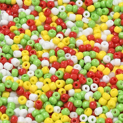 4 Colors Christmas 8/0 Glass Round Seed Beads SEED-X0058-03B-1