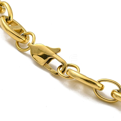 Ion Plating(IP) 304 Stainless Steel Oval Link Chain Bracelets BJEW-D030-11B-G-1
