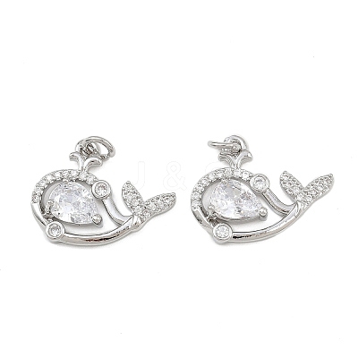Brass Micro Pave Cubic Zirconia Pendants KK-K407-57S-1
