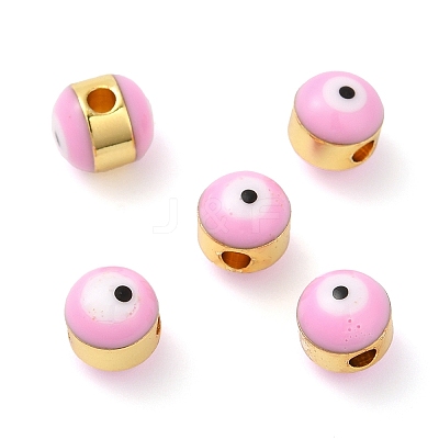 Brass Enamel Beads KK-E048-02G-1
