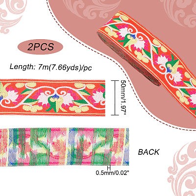 Ethnic Style Polyester Ribbons OCOR-WH0079-65B-1