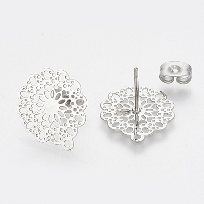 Non-Tarnish 304 Stainless Steel Stud Earring Findings STAS-S079-34B-1