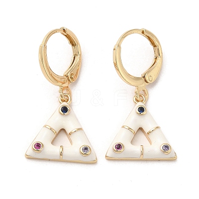 Triangle Golden Brass Dangle Leverback Earrings EJEW-L268-030G-04-1