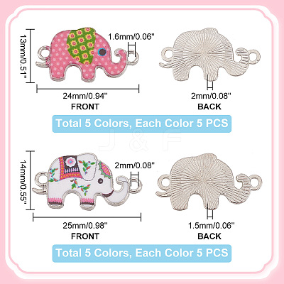 50Pcs 10 Colors Alloy Enamel Connector Charms ENAM-PH0002-62-1