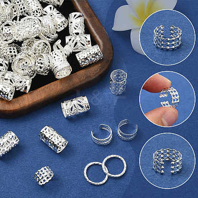 200Pcs 5 Styles Iron Hair Coil Cuffs AJEW-SC0003-88-1