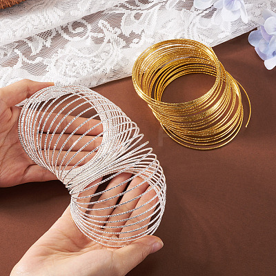 2Pcs 2 Colors Textured Iron Memory Beading Wire for Wire Wrap DIY Jewelry Making MW-TA0001-06B-1
