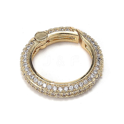 Brass Micro Pave Clear Cubic Zirconia Spring Gate Rings ZIRC-F120-007G-1