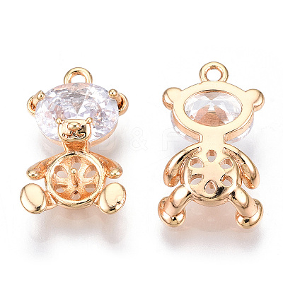 Brass Micro Pave Clear Cubic Zirconia Peg Bails Pendants KK-N216-399-1