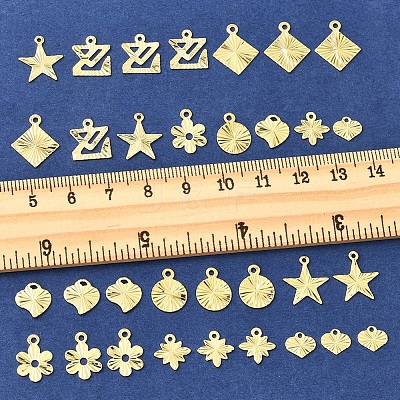 32Pcs 8 Styles Rack Plating Brass Charms KK-FS0001-53-1