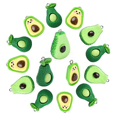 15Pcs 3 Styles Opaque Resin Fruit Pendants RESI-YW0001-72-1