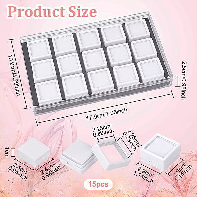 15Pcs Mini Square Acrylic Glass Window Boxes Sets CON-WH0088-43B-1