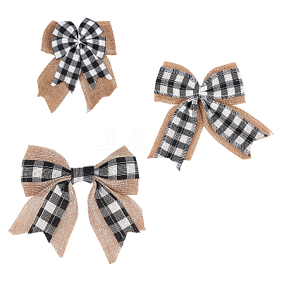 3Pcs 3 Style Big Bowknot Polyester Imitation Linen Ornament Accessories DIY-CA0002-61-1