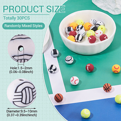 Handmade 8 Ball Polymer Clay Beads CLAY-TA0001-84B-1
