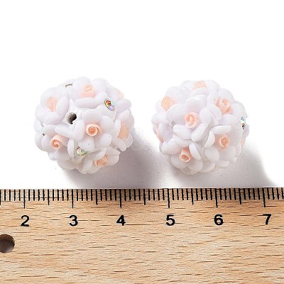 Luminous Polymer Clay Rhinestone Flower Beads RESI-C048-01B-1
