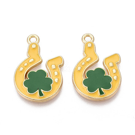 Saint Patrick's Day Alloy Enamel Pendants ENAM-T024-47A-G-1