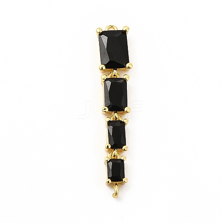 Brass Pave Cubic Zirconia Connector Charms KK-G458-01G-04-1