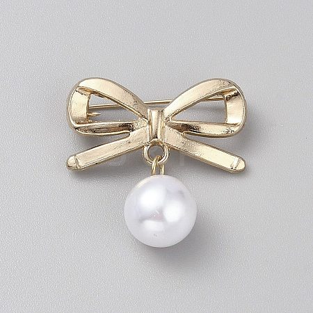 ABS Plastic Bead Zinc Alloy Brooches  JEWB-WH0021-78B-G-1