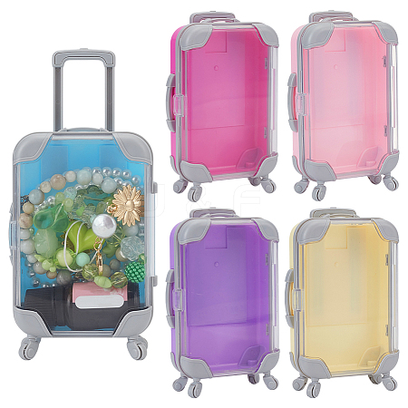 5Pcs 5 Colors Mini Plastic Suitcase Packaging Storage Boxes for Candy Small Items CON-FG0001-21-1