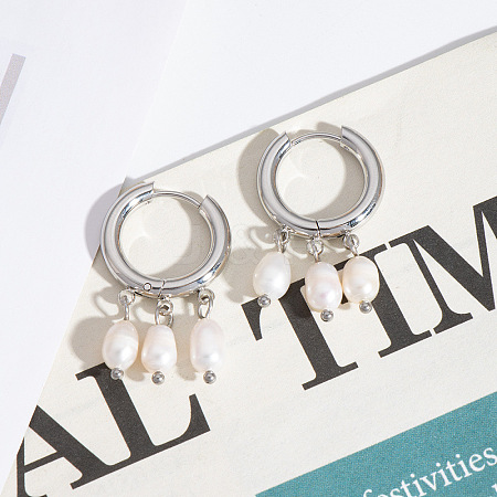 Fashionable 304 Stainless Steel Rice Chandelier Earrings LS-HF3347-2-1