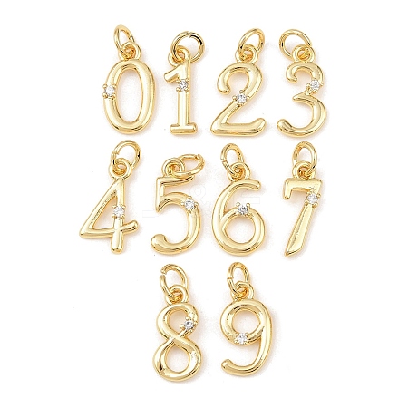 Brass Micro Pave Clear Cubic Zirconia Charms KK-P339-27G-1