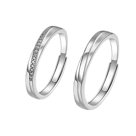 S925 Silver Couple Rings with Zirconia AM4734-1