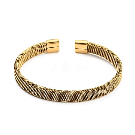 304 Stainless Steel Wire Mesh Cuff Bangles for Women LS-BJEW-D022-01C-G-1
