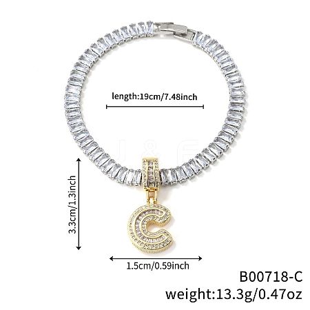 Fashionable Brass Micro Pave Clear Cubic Zirconia Charm Bracelets AF9298-3-1